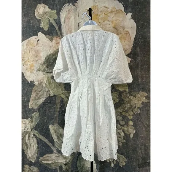 New Anthropologie The Tobie Eyelet Mini Shirt Dress by Exquise Size M - Picture 12 of 12